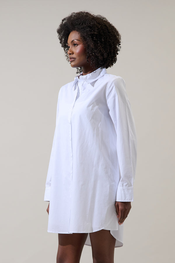 Sugarlips Kaira Poplin Button Down Shirt Dress