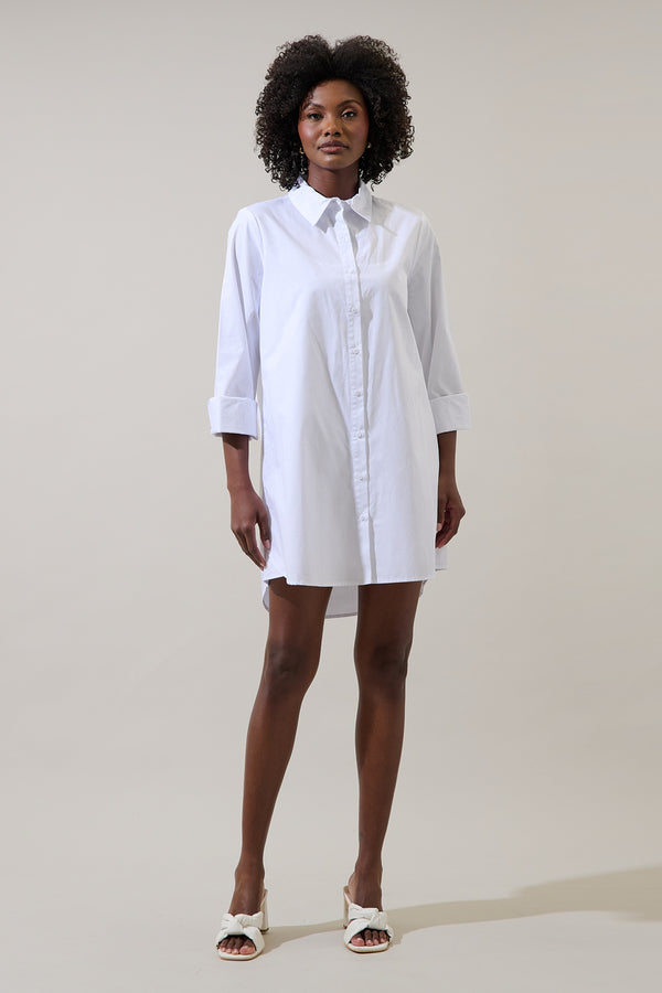 Sugarlips Kaira Poplin Button Down Shirt Dress