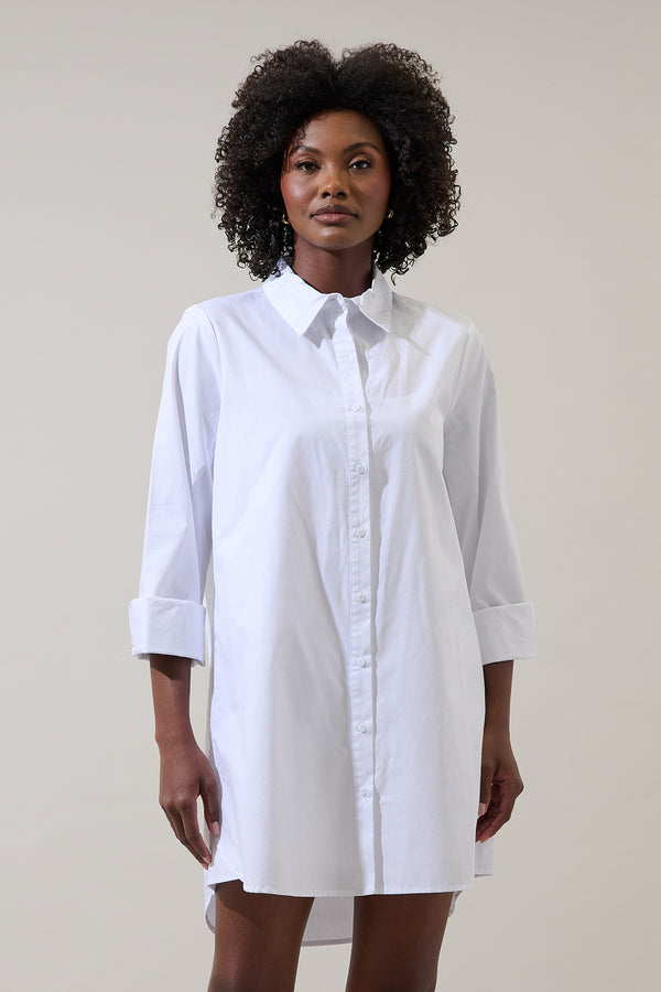 sugarlips Kaira Poplin Button Down Shirt Dress