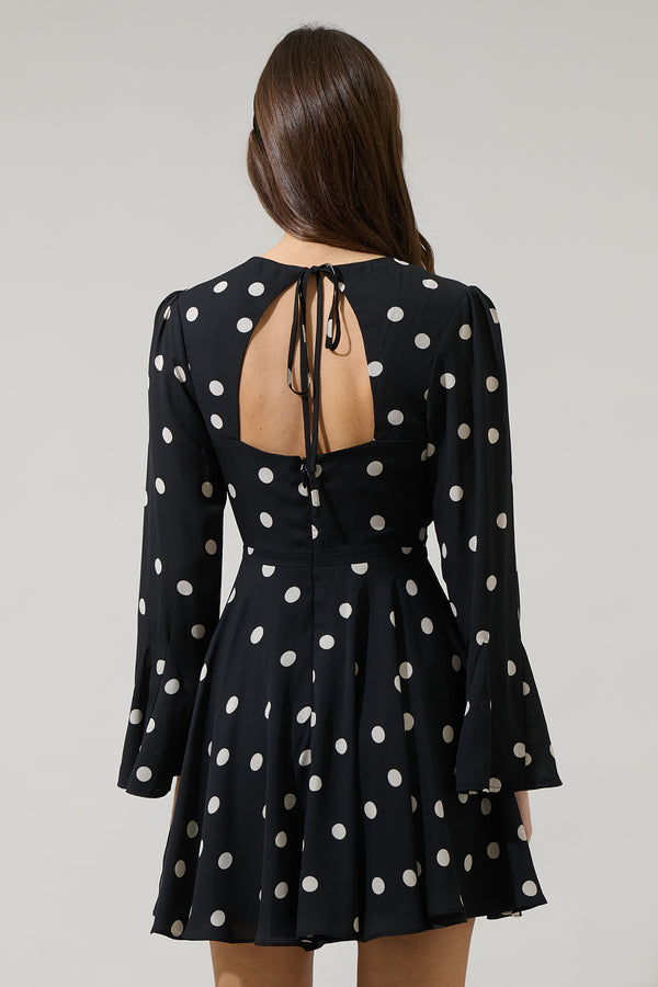 Sugarlips Kaline Polka Dot Yara Flare Mini Dress