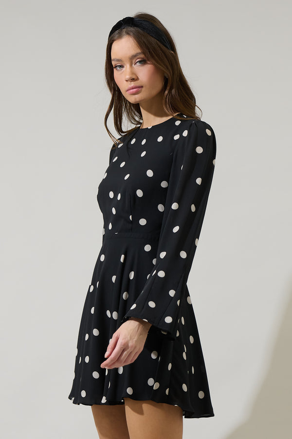 Sugarlips Kaline Polka Dot Yara Flare Mini Dress