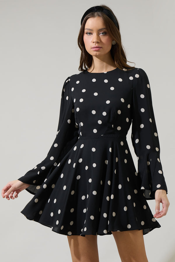 sugarlips Kaline Polka Dot Yara Flare Mini Dress