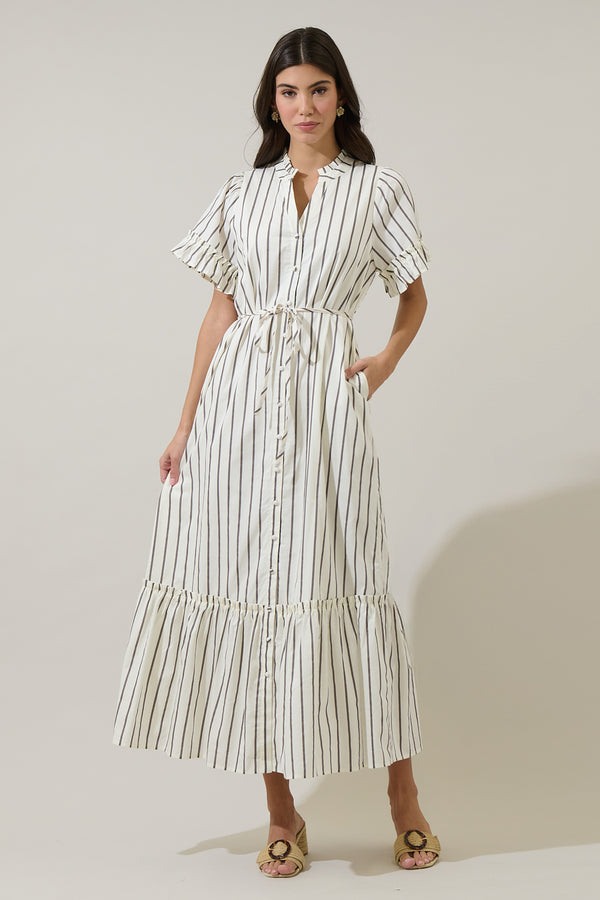 Sugarlips Kamara Striped Alna Button Up Midi Dress