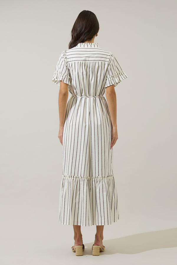 Sugarlips Kamara Striped Alna Button Up Midi Dress