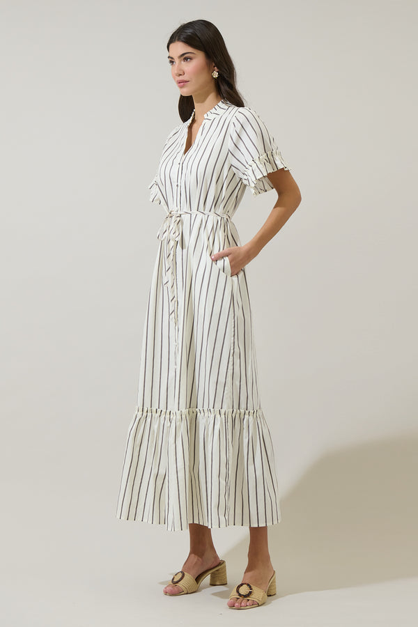 Sugarlips Kamara Striped Alna Button Up Midi Dress