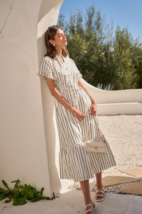 sugarlips Kamara Striped Alna Button Up Midi Dress