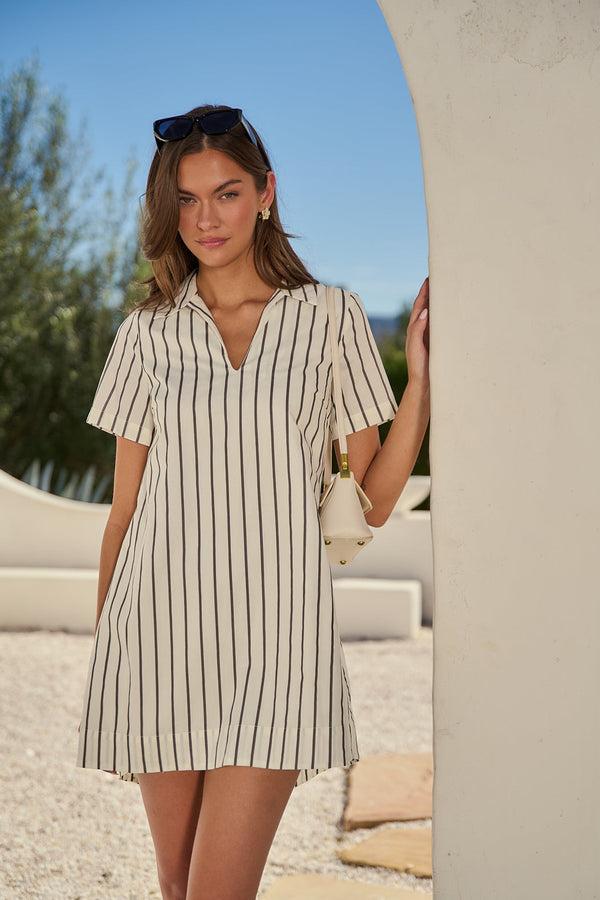 sugarlips Kamara Striped Ivina Collared Mini Dress