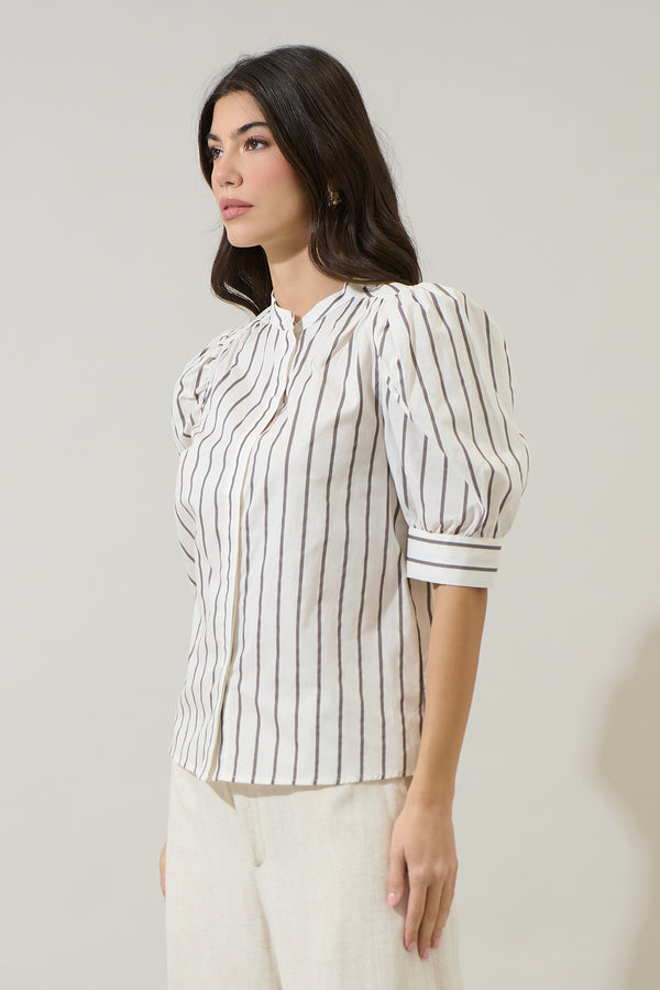 Sugarlips Kamara Striped Klina Drape Sleeve Top