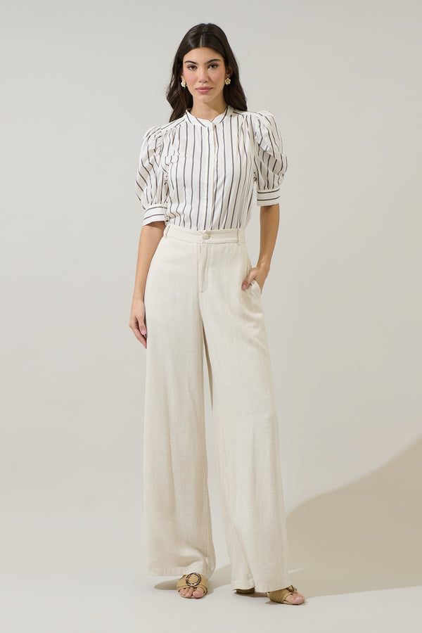 Sugarlips Kamara Striped Klina Drape Sleeve Top