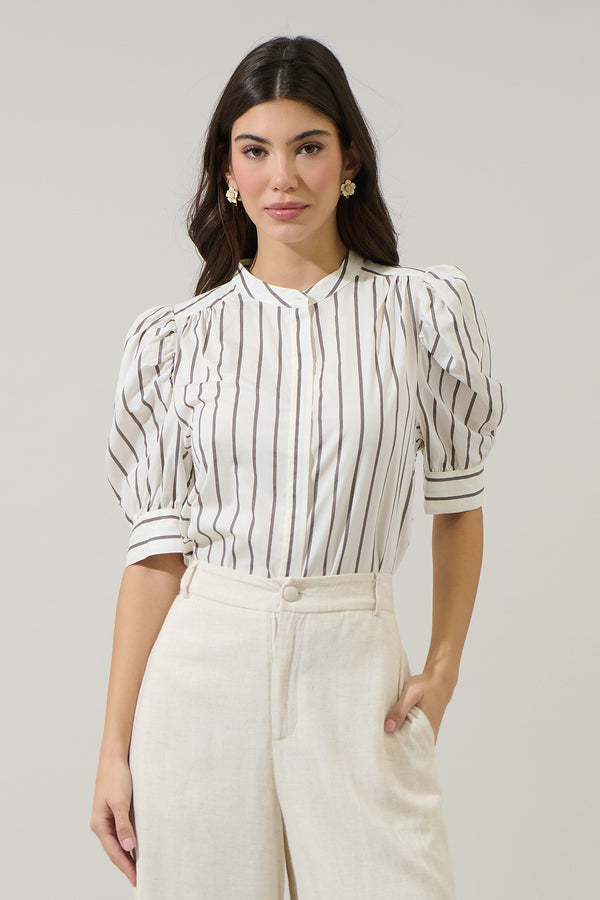 sugarlips Kamara Striped Klina Drape Sleeve Top