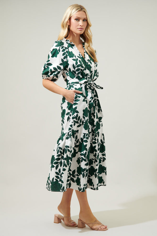 Sugarlips Kane Floral Wynette Tiered Midi Dress