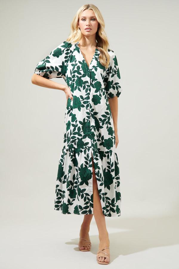 Sugarlips Kane Floral Wynette Tiered Midi Dress