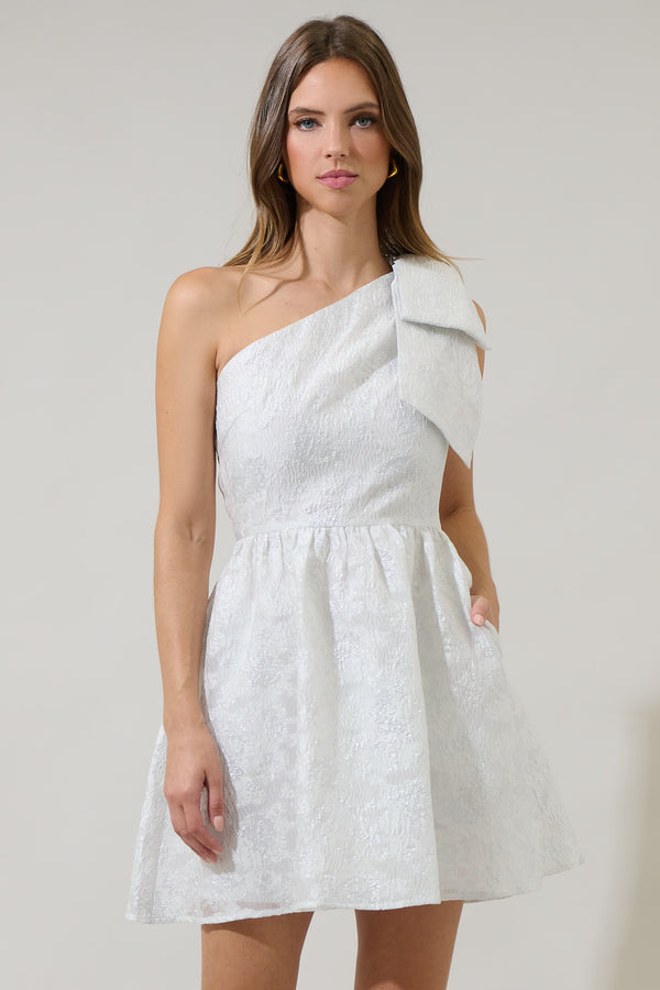 sugarlips Kanosh Jacquard Ivine Bow Mini Dress
