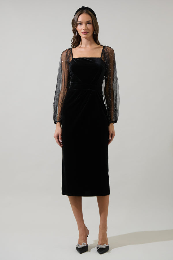 sugarlips Karana Velvet Midi Dress