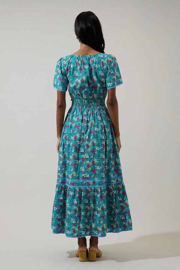 Sugarlips Karela Blossom Ordy Smocked Midi Dress