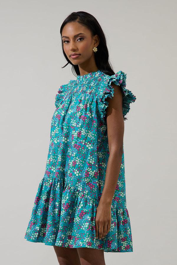 Sugarlips Karela Blossom Rhona Smocked Mini Dress
