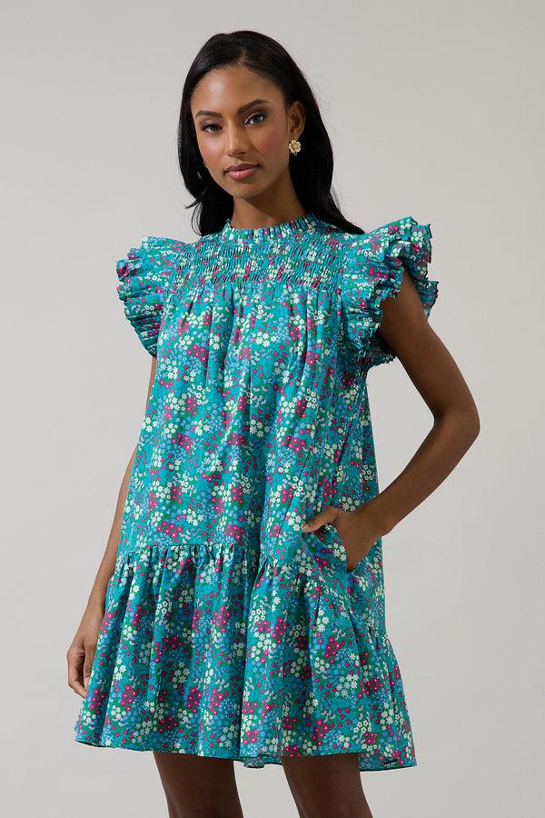 sugarlips Karela Blossom Rhona Smocked Mini Dress