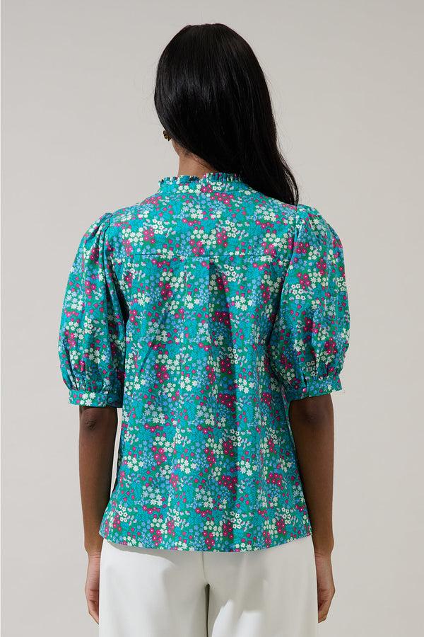 Sugarlips Karela Blossom Terri Puff Sleeve Top