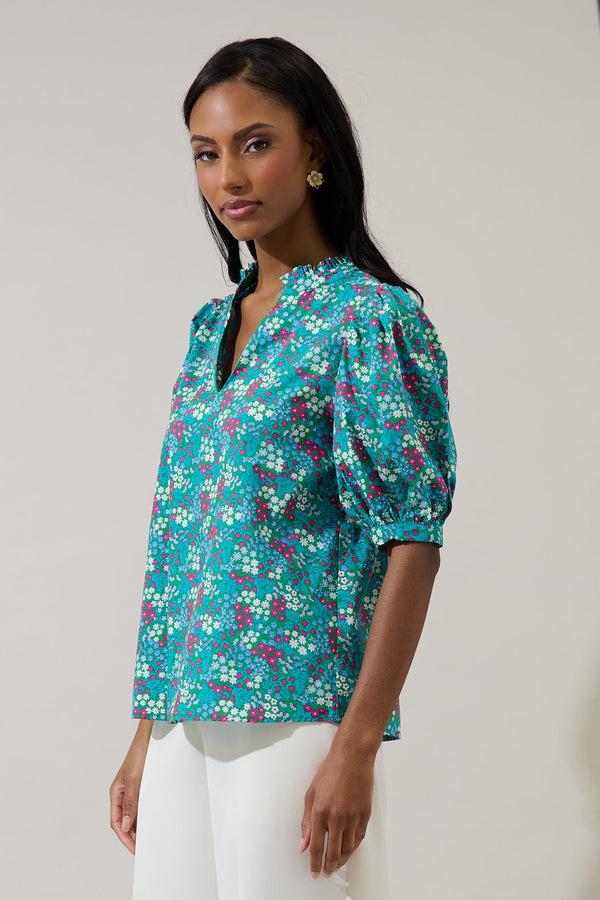 Sugarlips Karela Blossom Terri Puff Sleeve Top