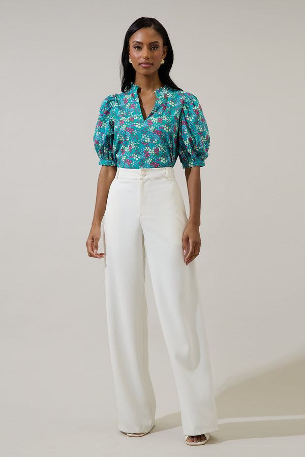 Sugarlips Karela Blossom Terri Puff Sleeve Top