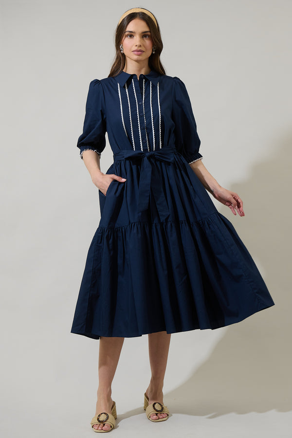sugarlips Karley Collared Button Down Midi Dress