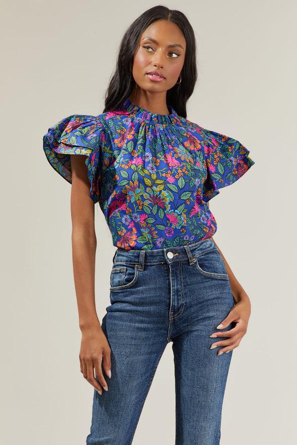 sugarlips Karol Floral Ruffle Top