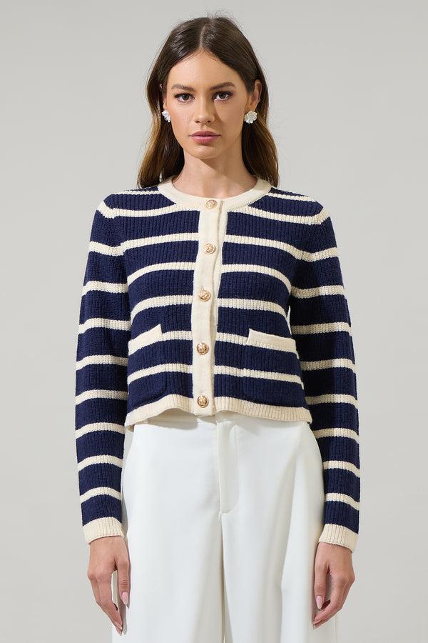 Sugarlips Kassidy Striped Cropped Cardigan
