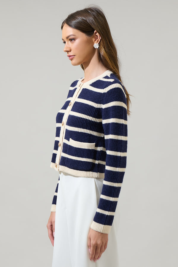 Sugarlips Kassidy Striped Cropped Cardigan