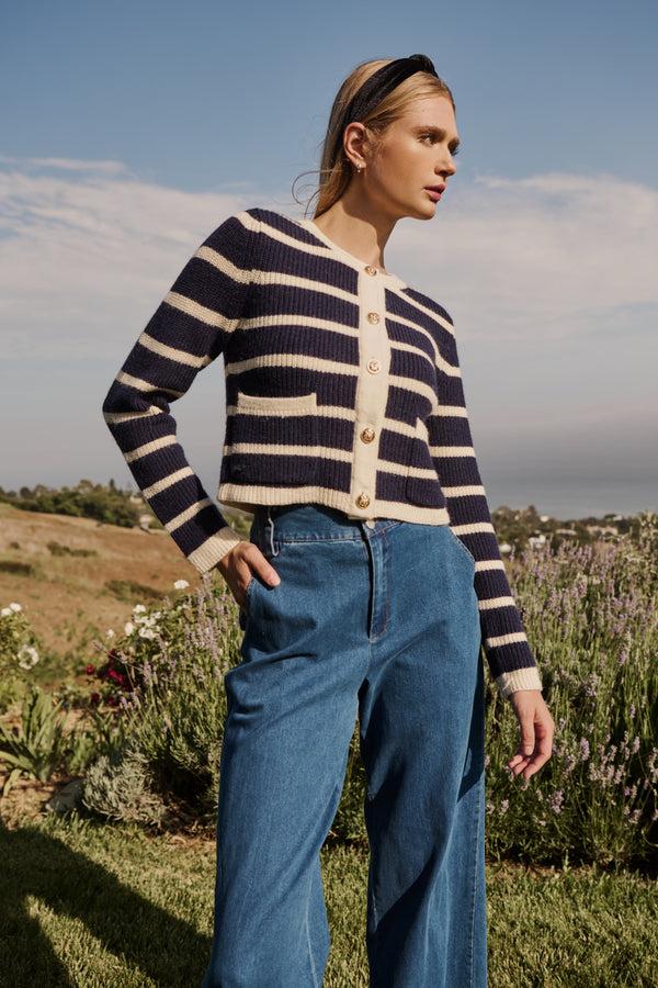 sugarlips Kassidy Striped Cropped Cardigan