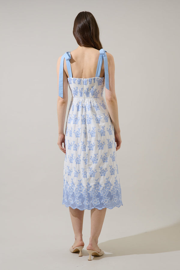 Sugarlips Kassie Eyelet Smocked Midi Dress