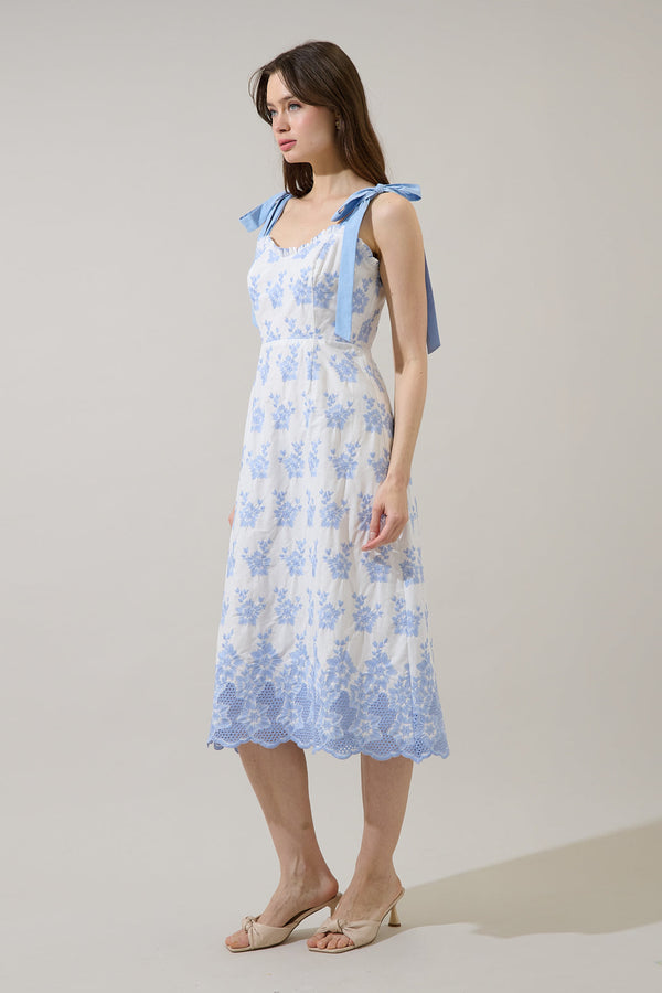 Sugarlips Kassie Eyelet Smocked Midi Dress