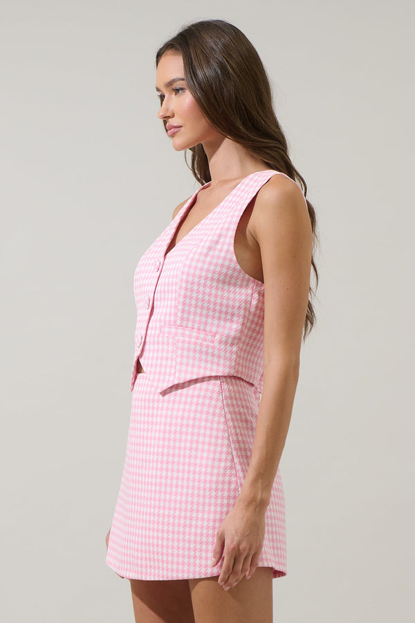Sugarlips Kassy Checker Chelsea Button Up Vest