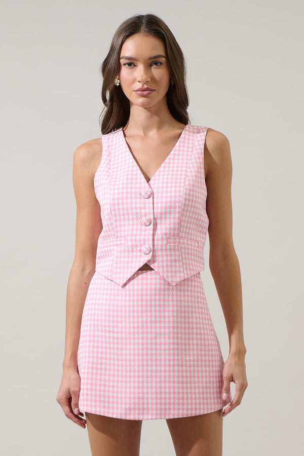 sugarlips Kassy Checker Chelsea Button Up Vest