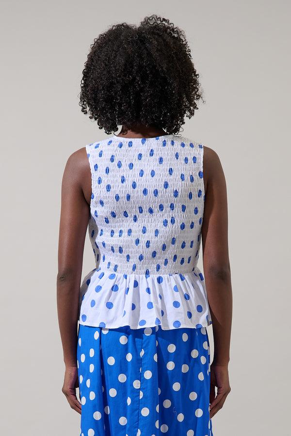 Sugarlips Katana Dot Tinda Smocked Peplum Top
