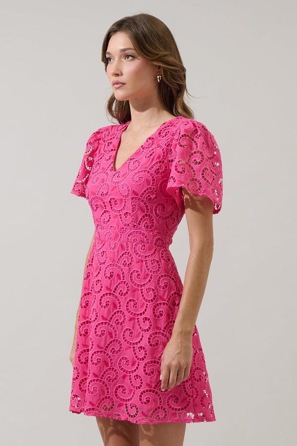 Sugarlips Kathleen Sequin Eyelet Tayla Mini Dress