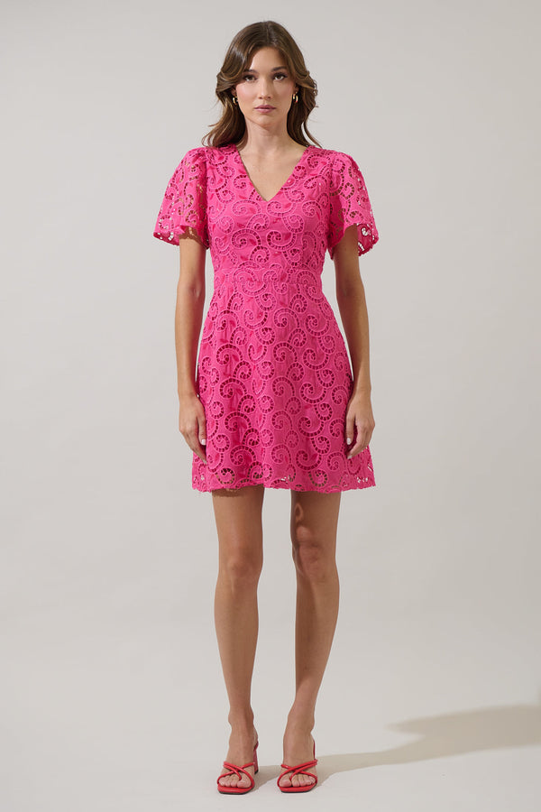 Sugarlips Kathleen Sequin Eyelet Tayla Mini Dress