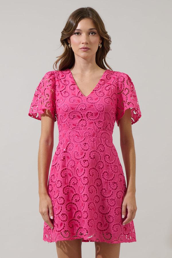 sugarlips Kathleen Sequin Eyelet Tayla Mini Dress