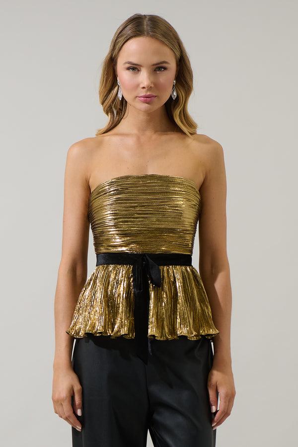 sugarlips Katia Metallic Peplum Top