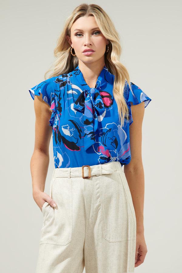 Sugarlips Katrice Abstract Cassius Tie Neck Blouse