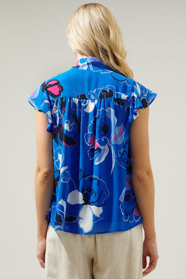 Sugarlips Katrice Abstract Cassius Tie Neck Blouse