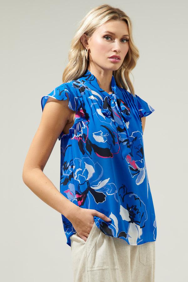 Sugarlips Katrice Abstract Cassius Tie Neck Blouse