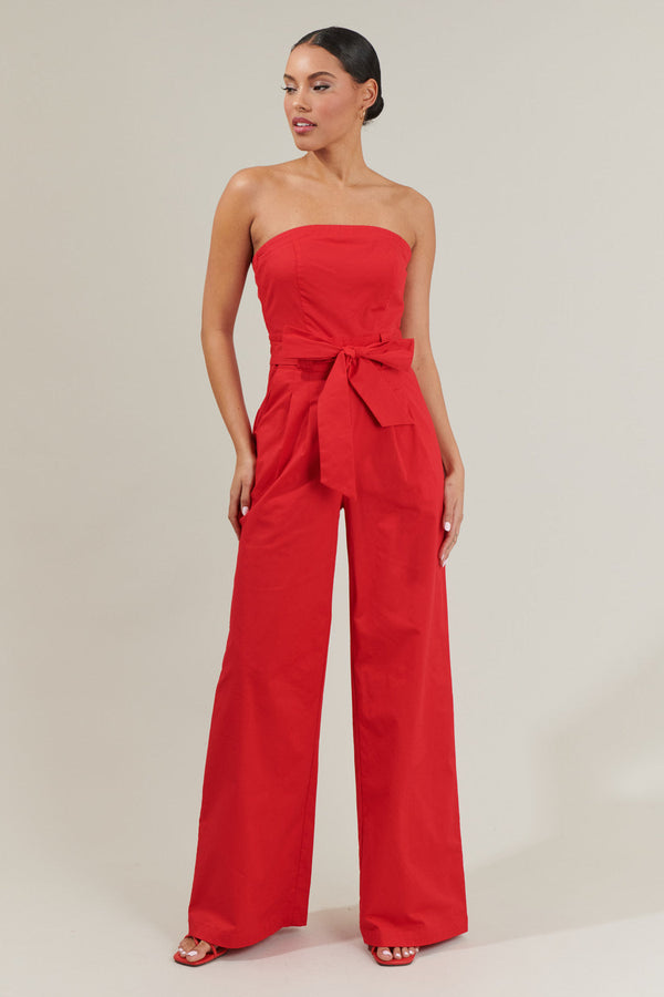 sugarlips Katrin Lappel Tube Top Wide Leg Jumpsuit