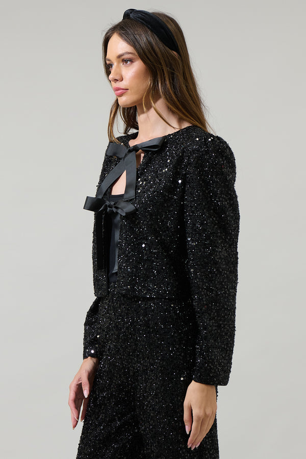 Sugarlips Katy Sequin Bow Tie Cardigan