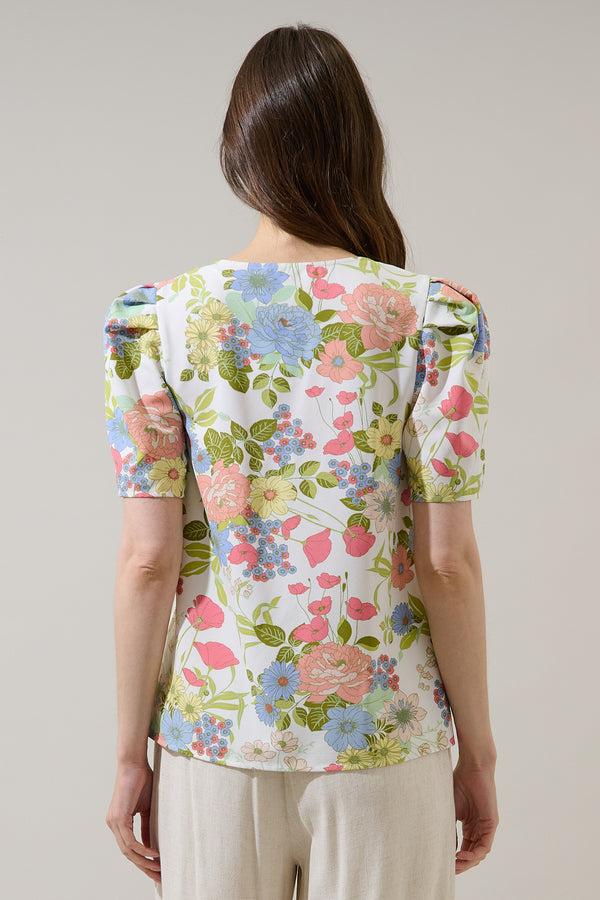 Sugarlips Kayla Puff Sleeve Top Esther Floral