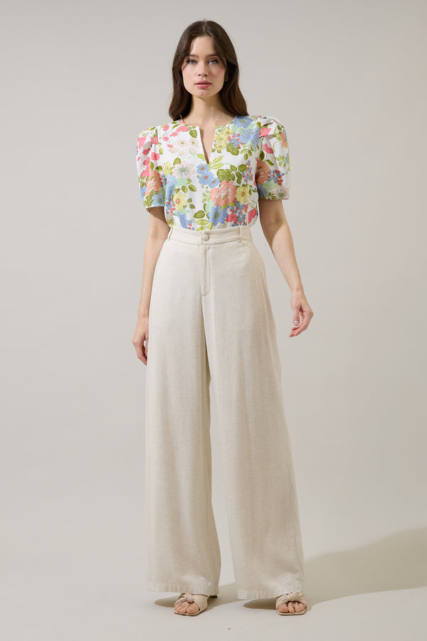 Sugarlips Kayla Puff Sleeve Top Esther Floral