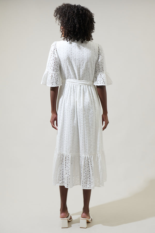 Sugarlips Kaylie Eyelet Pem Button Down Midi Dress