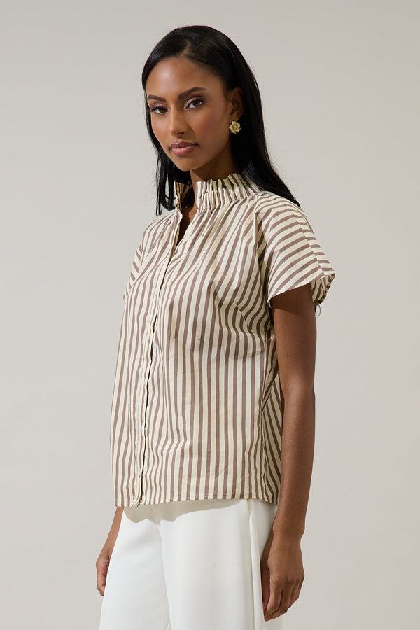 Sugarlips Keina Striped Patma Mock Neck Top
