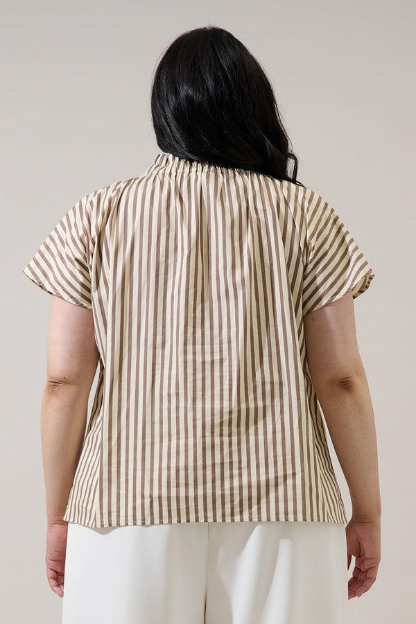 Sugarlips Keina Striped Patma Mock Neck Top Curve