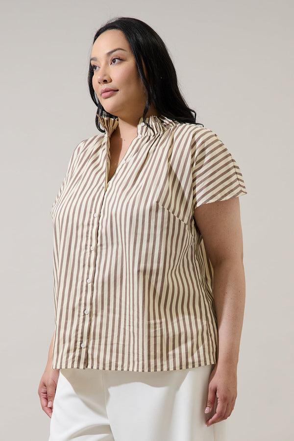 Sugarlips Keina Striped Patma Mock Neck Top Curve