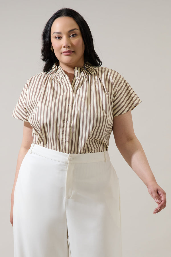 sugarlips Keina Striped Patma Mock Neck Top Curve